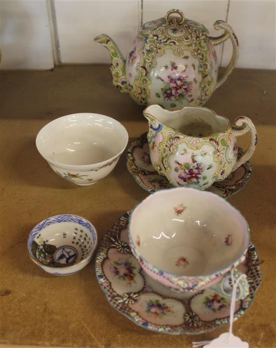 Chinese 3 piece tea set, etc